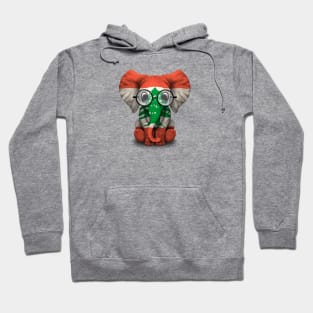 Baby Elephant with Glasses and Lebanese Flag Hoodie